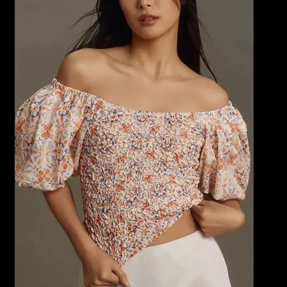 Dolan Left Coast Off-The-Shoulder Floral Textured Top